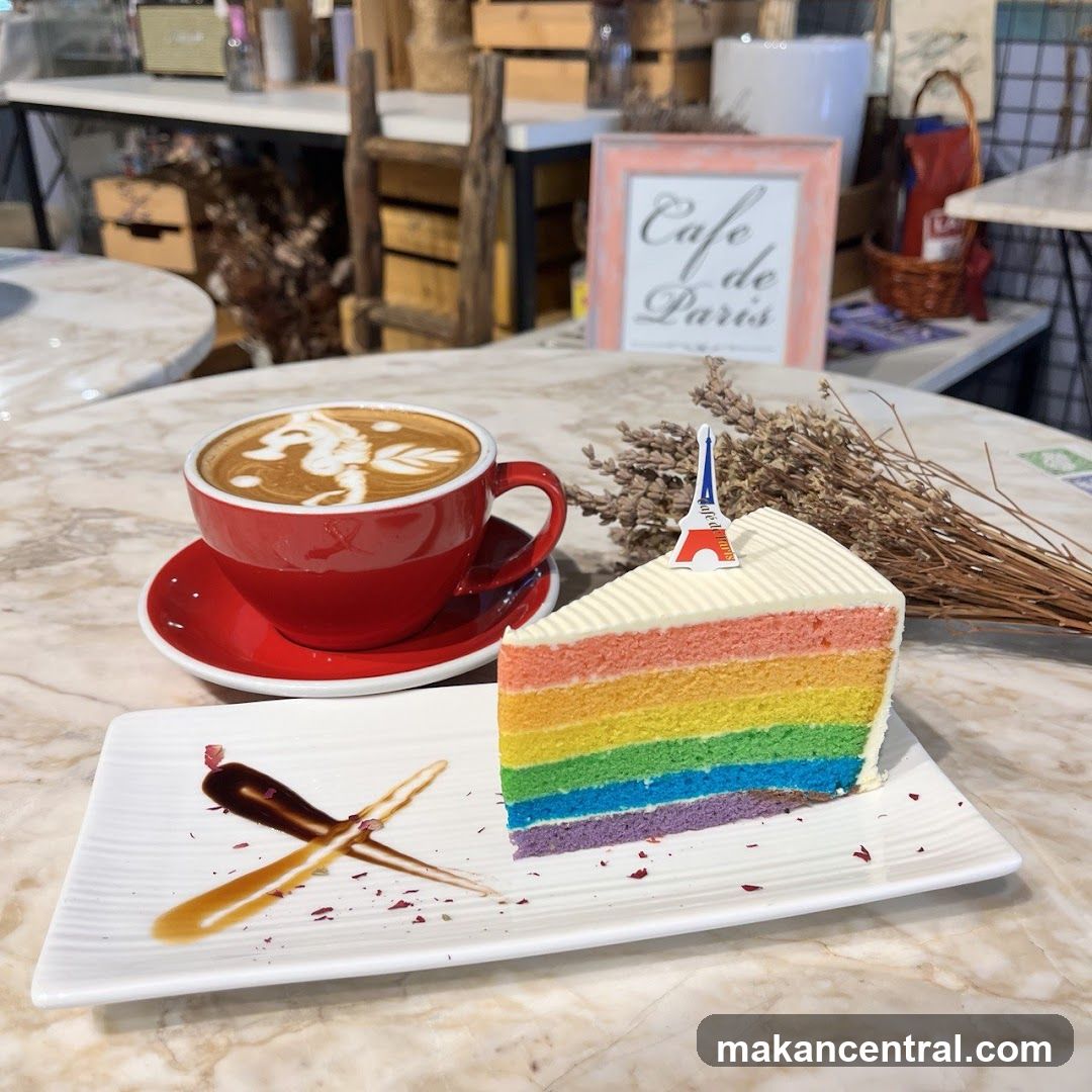 Coffee and Rainbow Cake