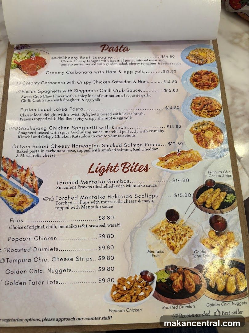 Pasta and Light Bites Menu