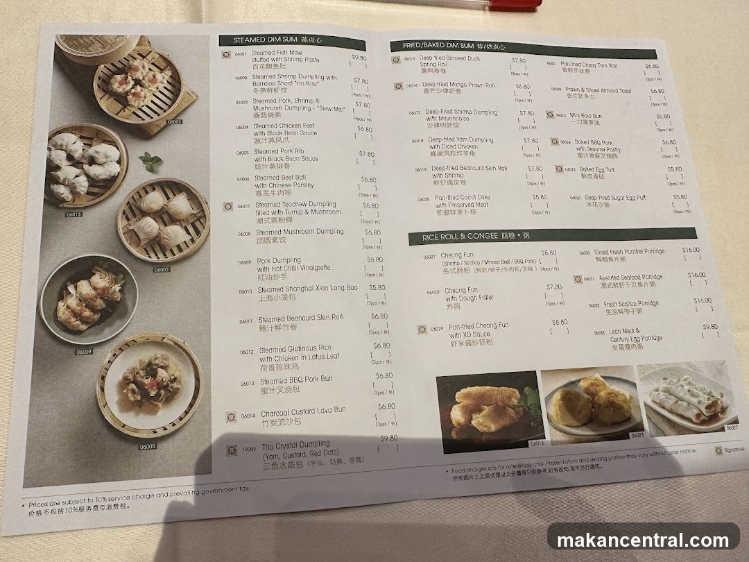 Steamed Dim Sum, Fried/Baked Dim Sum, Rice Roll & Congee