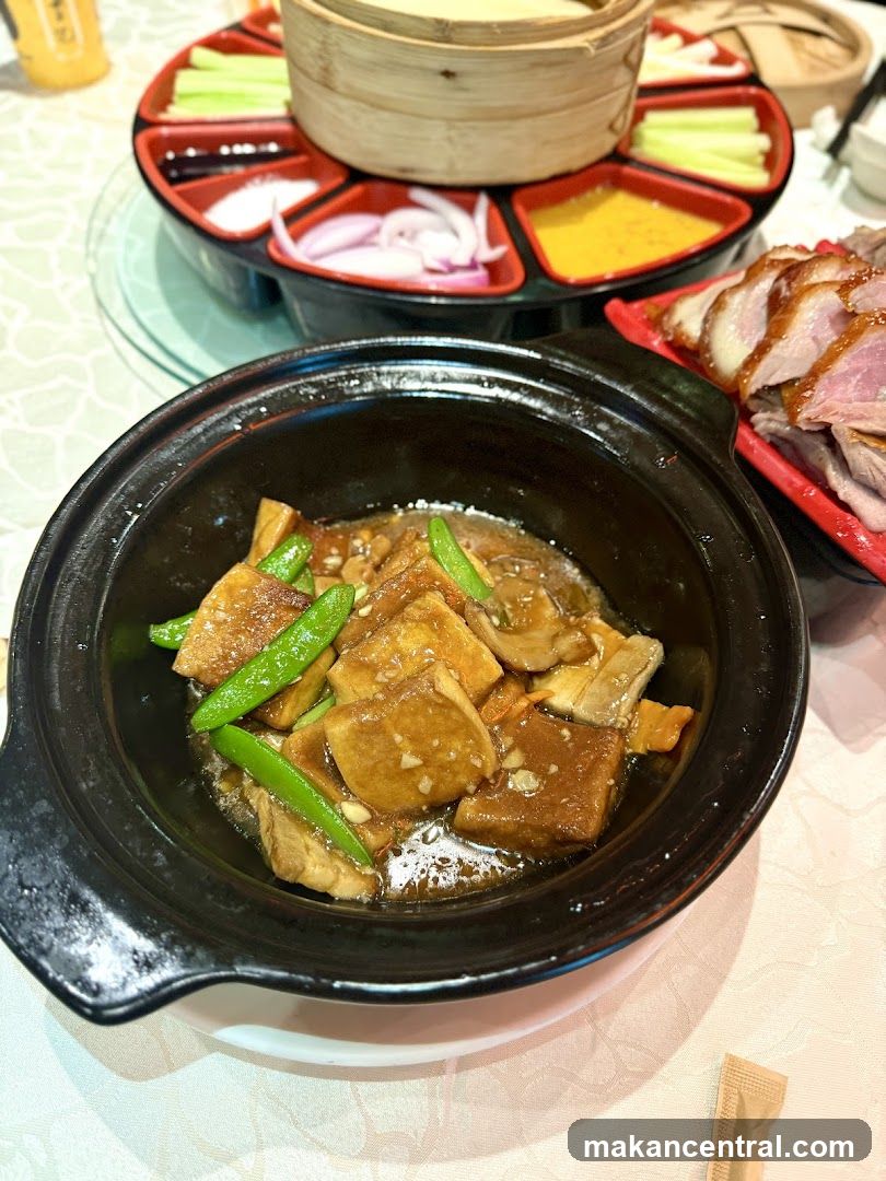 Tofu and Vegetable Dish with Roasted Duck