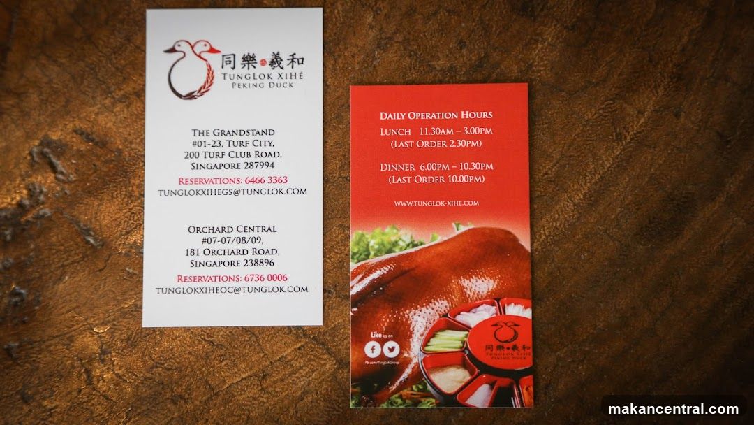 Tunglok Xihe Peking Duck Information Cards