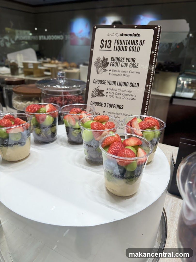 Dessert cups with fruit and chocolate
