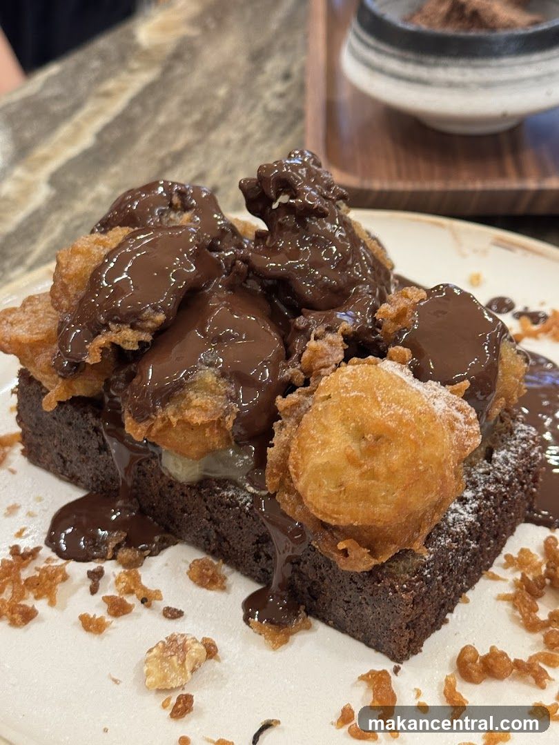 Chocolate Brownie with Fried Bananas