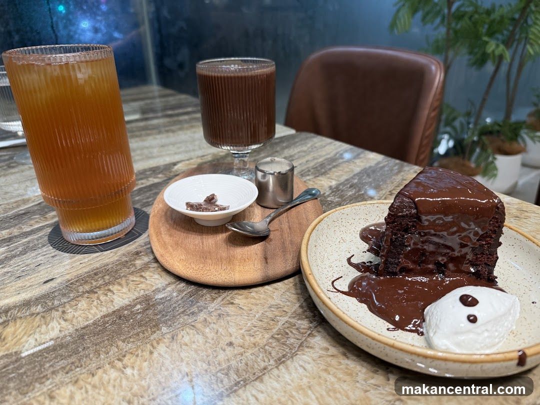 Chocolate Cake and Drinks