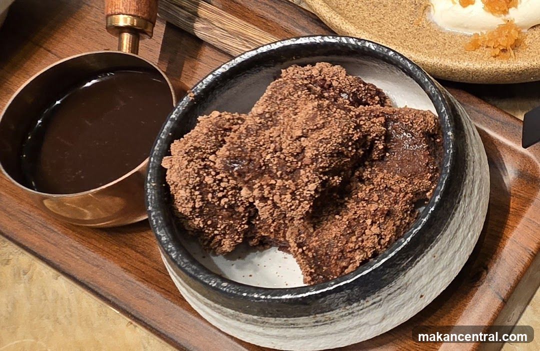 Chocolate dessert with sauce