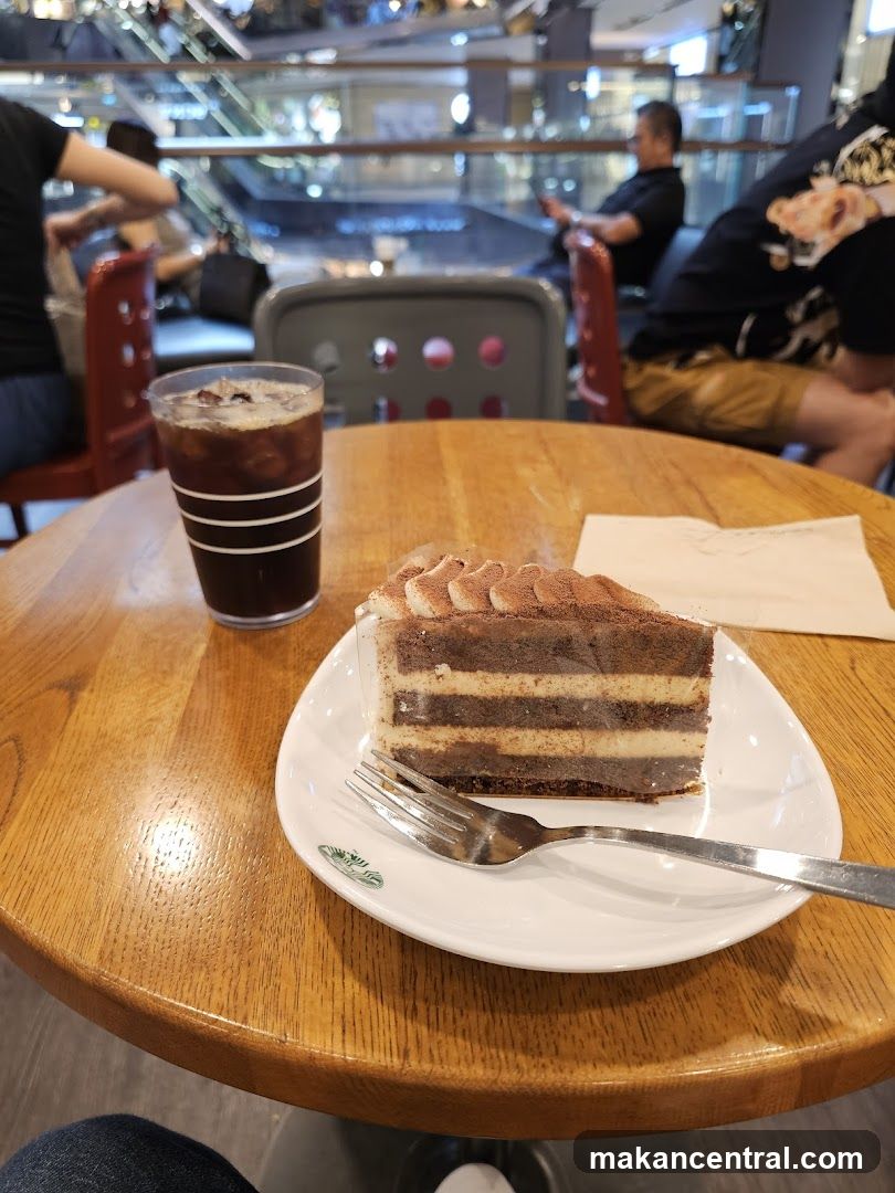 Tiramisu Cake and Iced Coffee