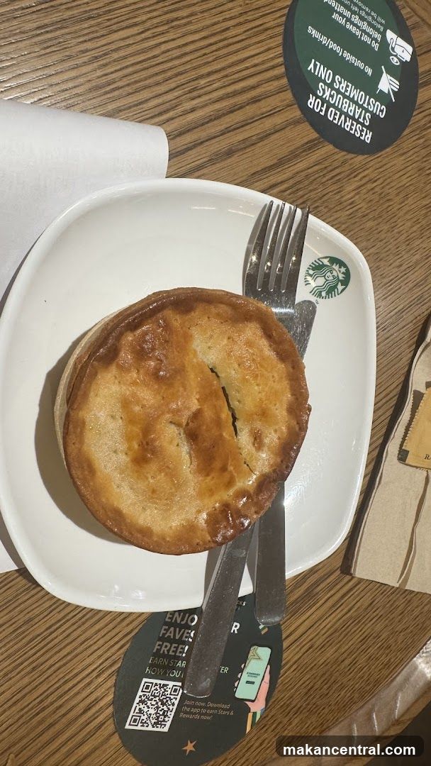 Pie on a plate with Starbucks logo