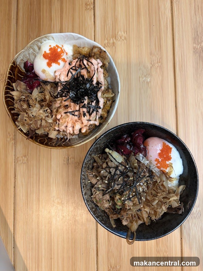 Two bowls of Japanese rice bowls