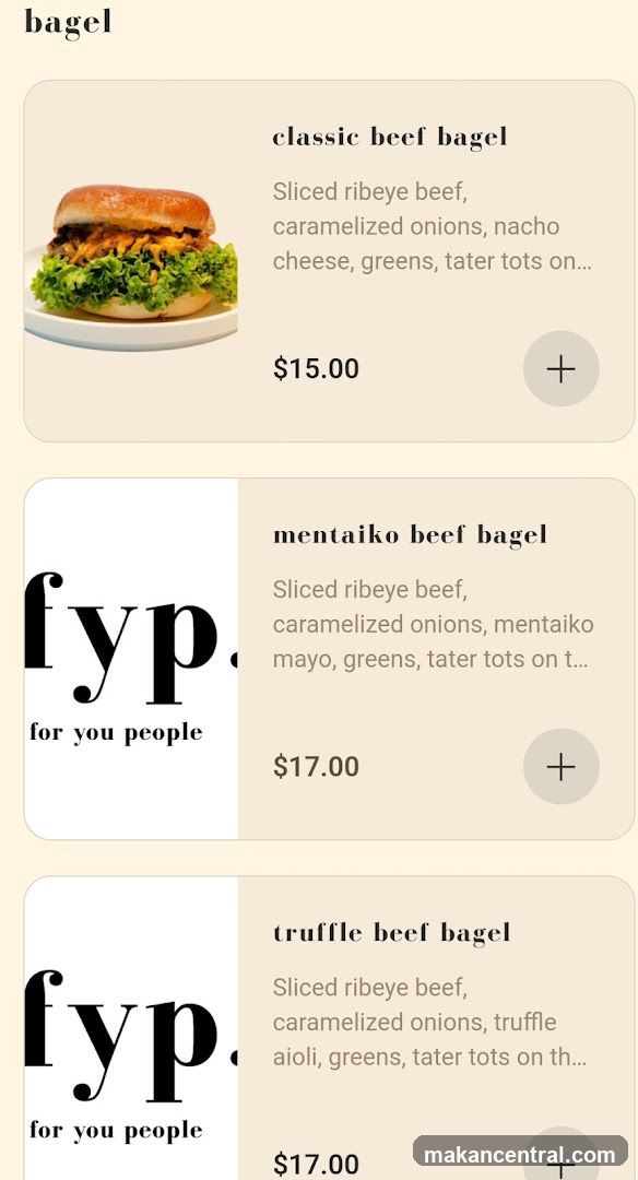 Bagel Menu