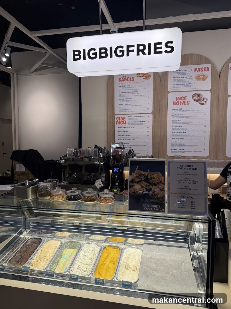 BIGBIGFRIES Menu and Gelato Display