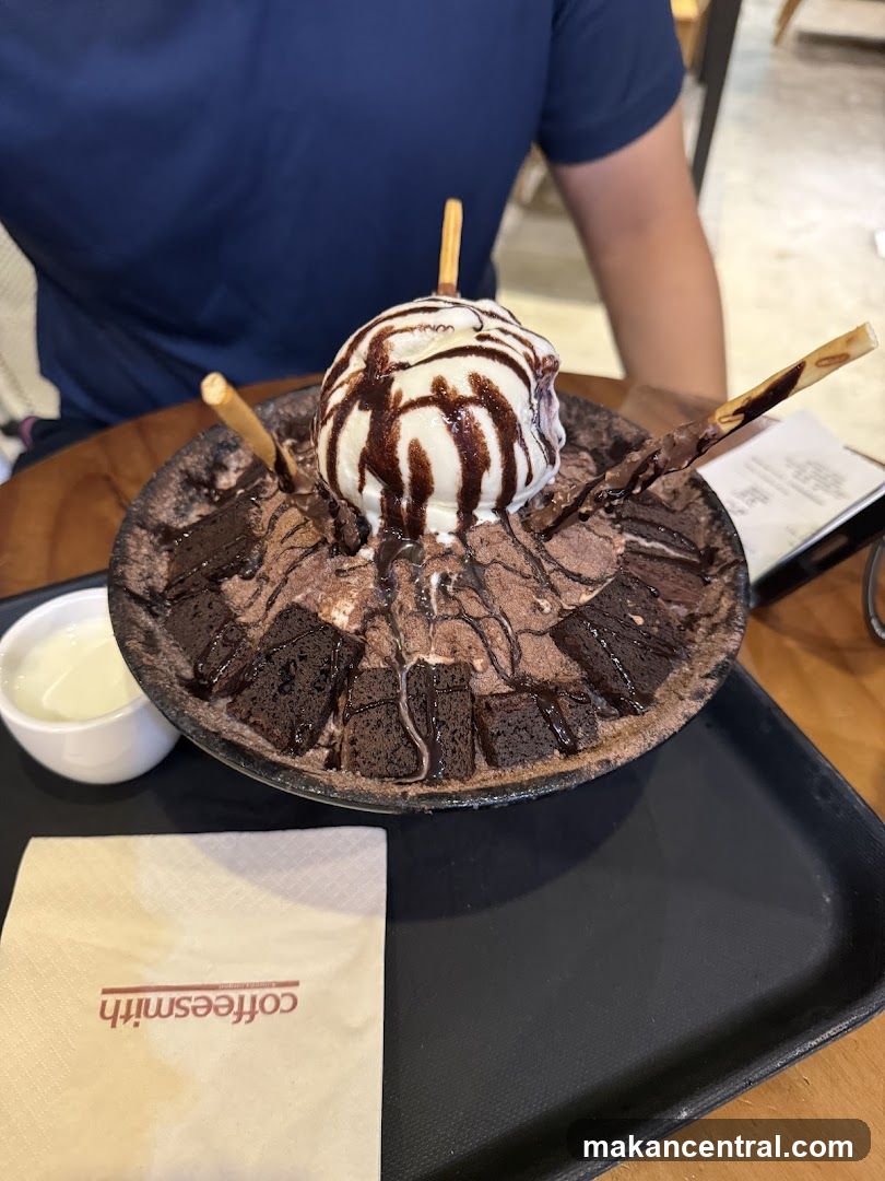 Chocolate Bingsu with Brownies and Ice Cream