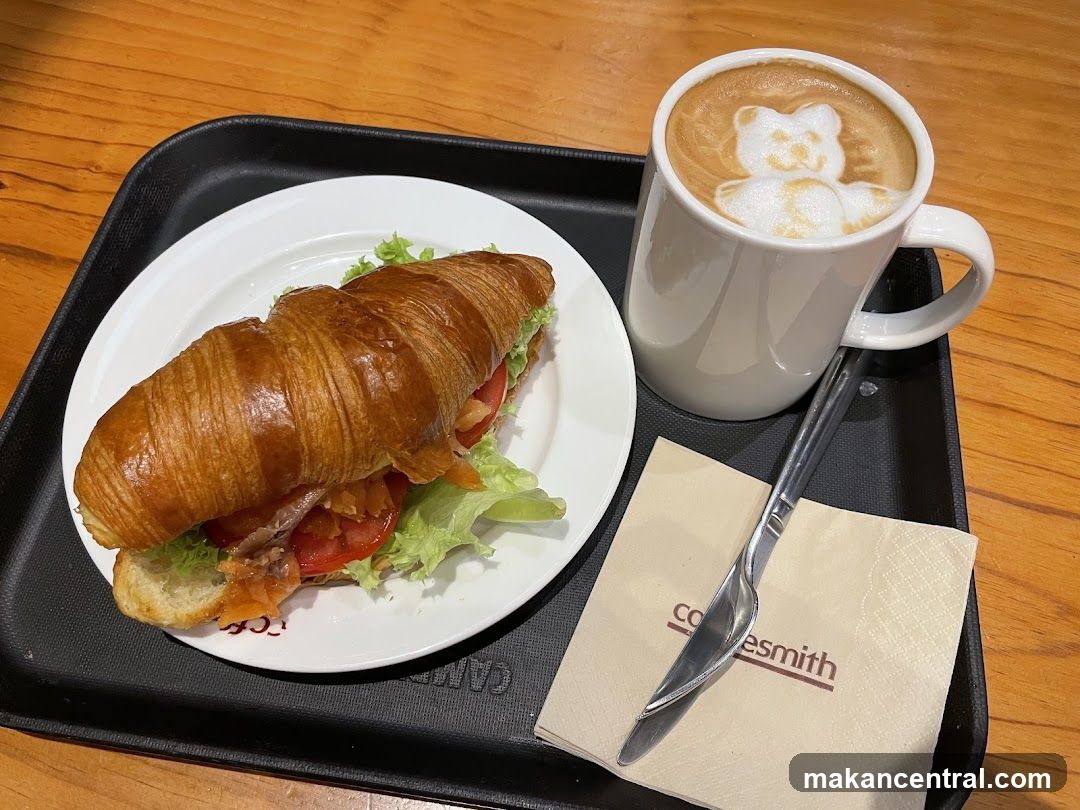 Croissant Sandwich and Coffee
