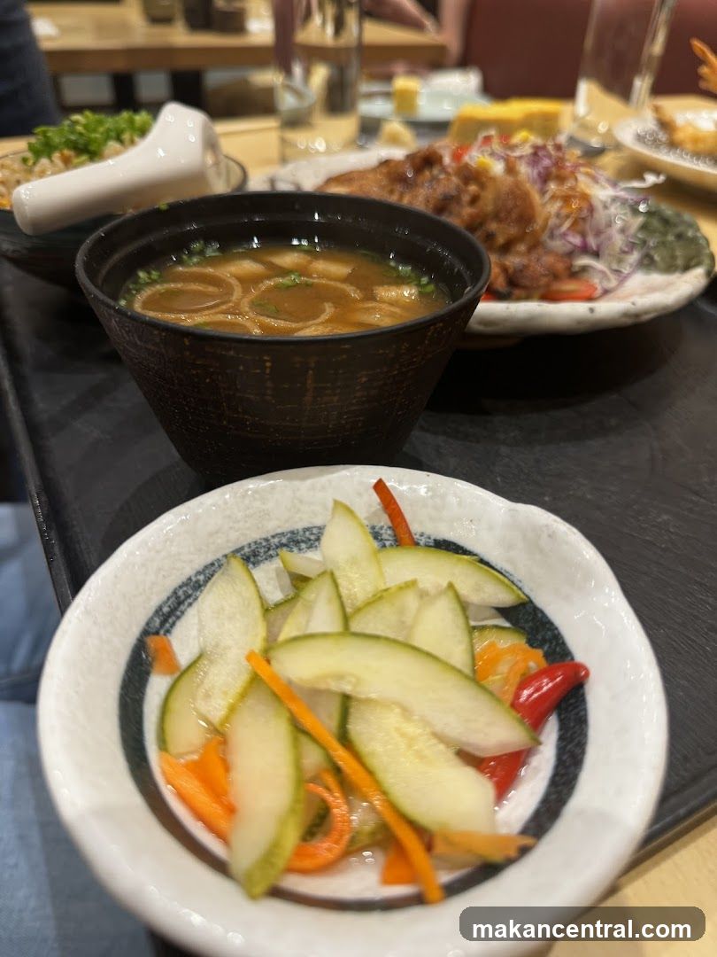 Japanese Meal with Pickles and Soup