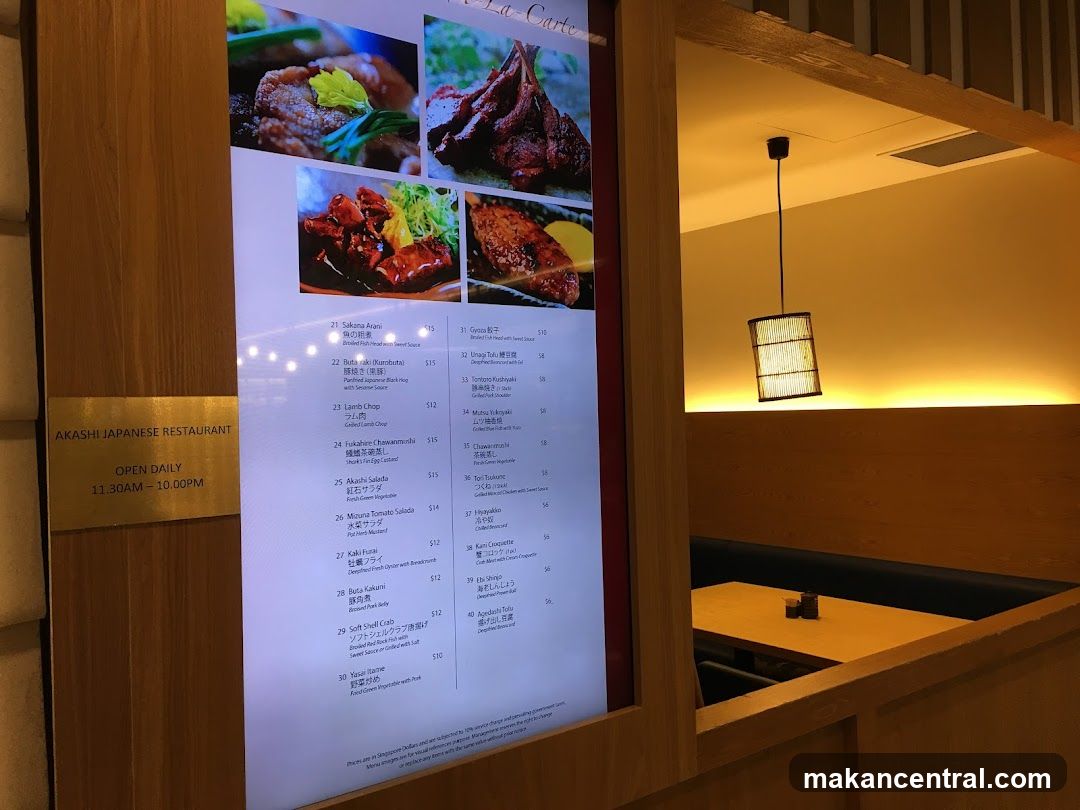 Akashi Japanese Restaurant Menu