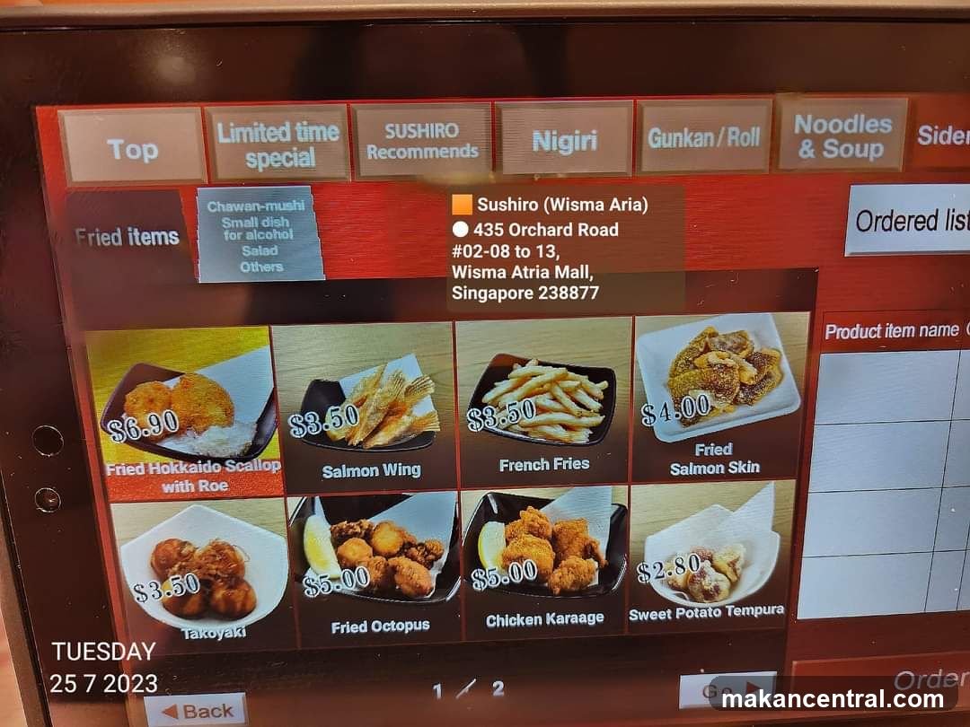 Sushiro Menu