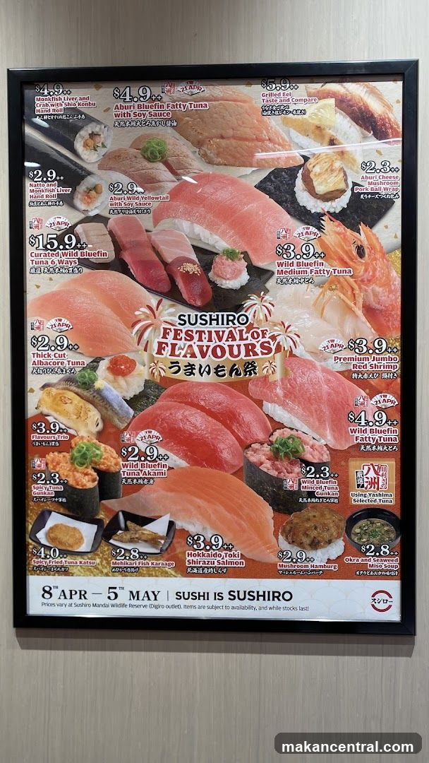 Sushiro Festival of Flavours Menu