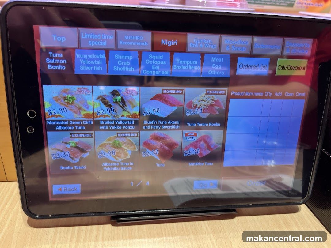 Sushi Menu