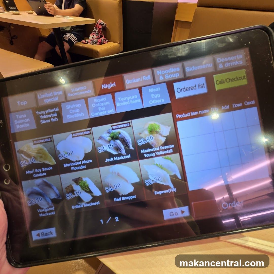 Sushi Menu Tablet