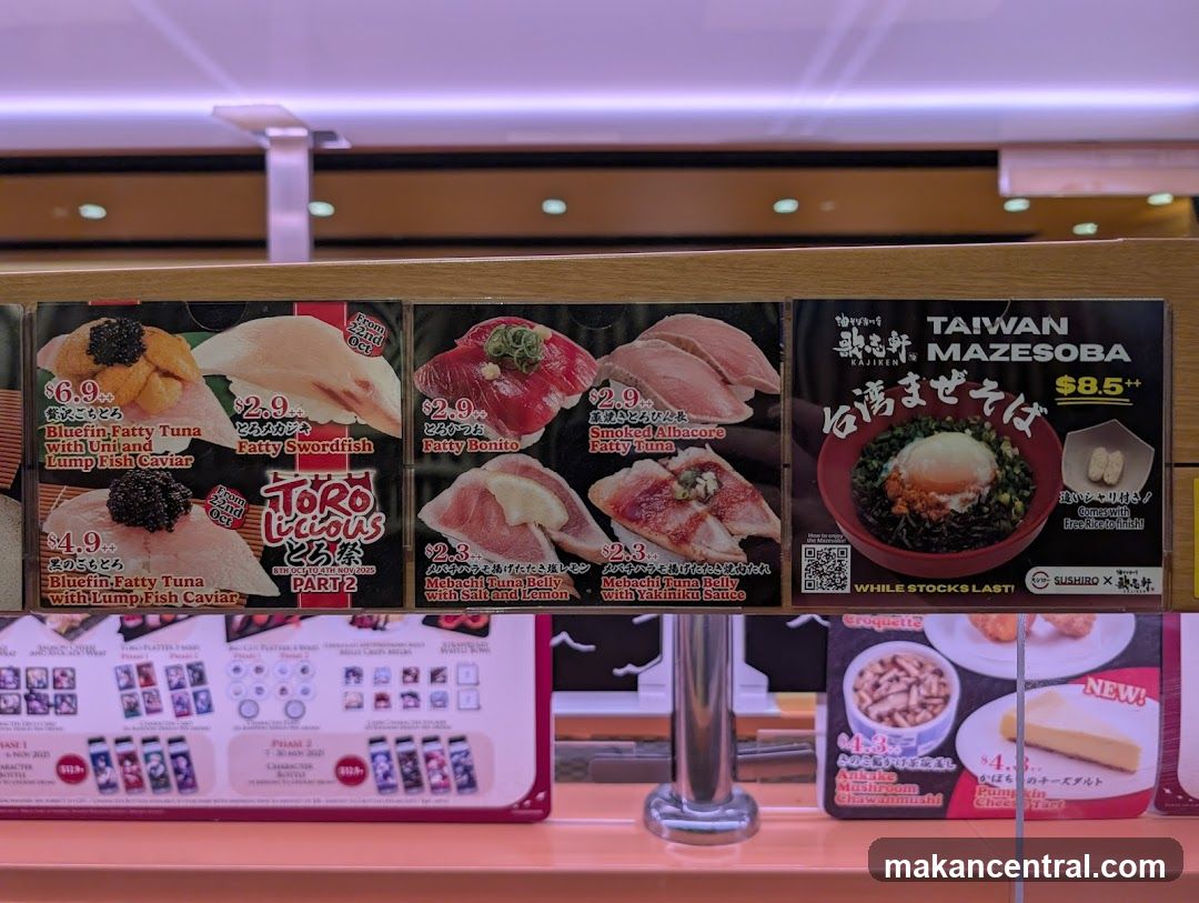 Sushi and Mazesoba Menu