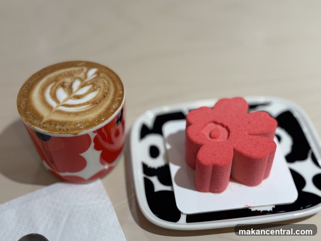 Latte and Flower-Shaped Pastry