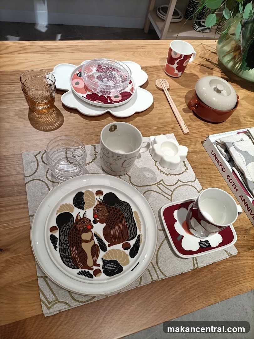 Table Setting with Squirrel and Floral Designs