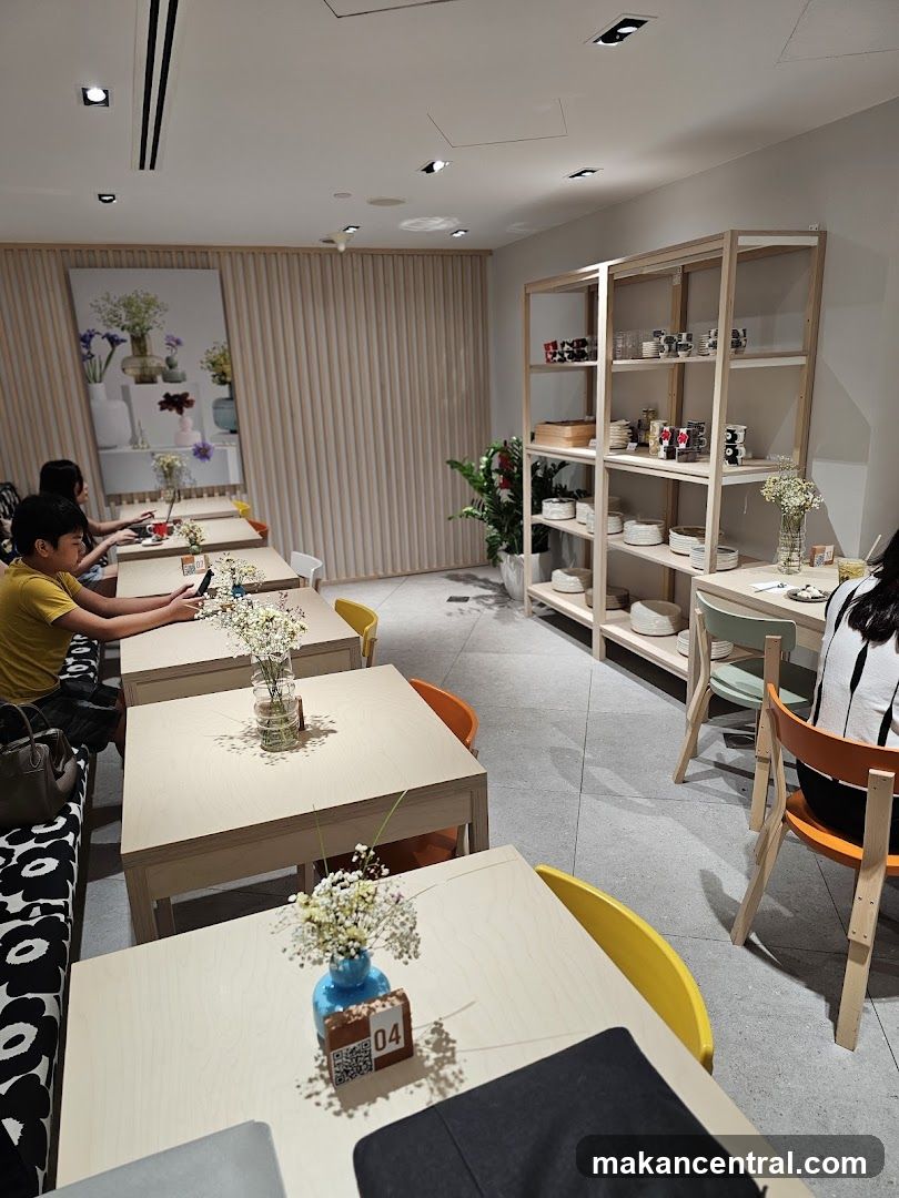 Cafe Interior with Shelving Display