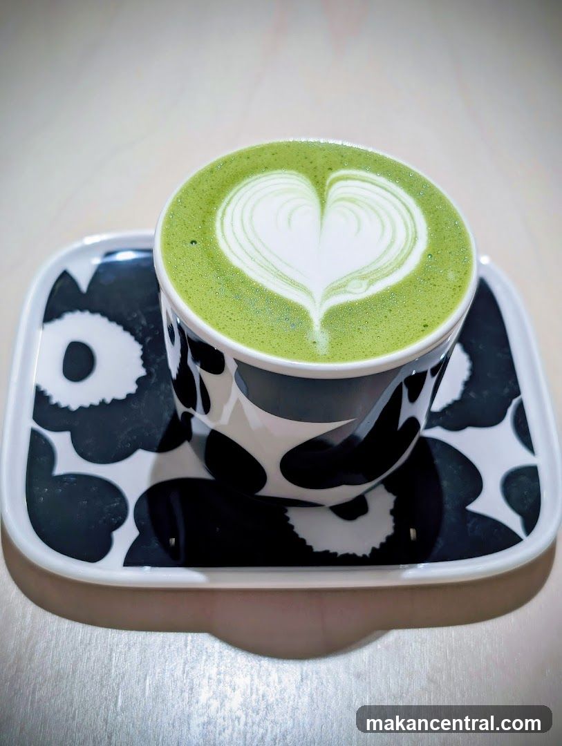Matcha Latte with Heart Art