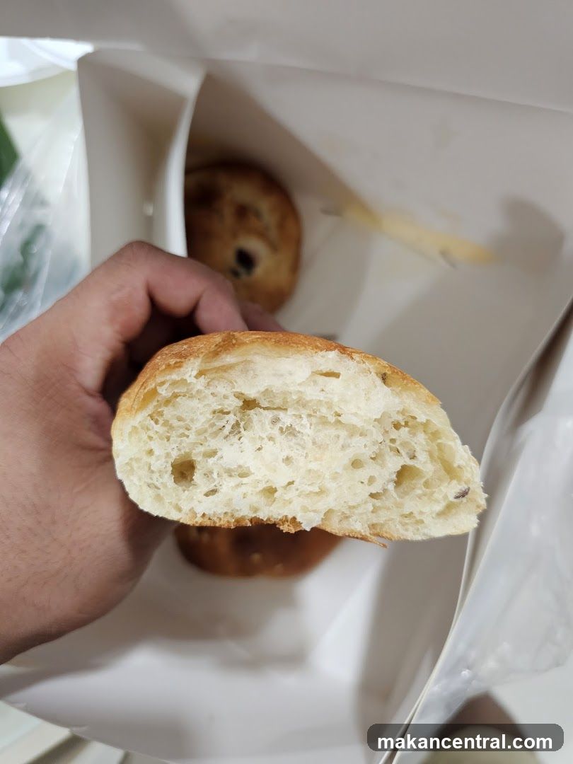 Close-up of a halved pastry