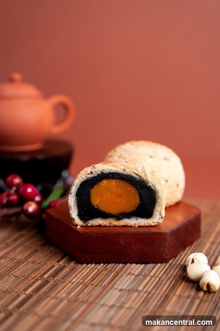 Mooncake with Black Sesame and Salted Egg Yolk