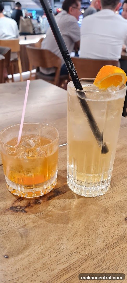 Two drinks on a wooden table