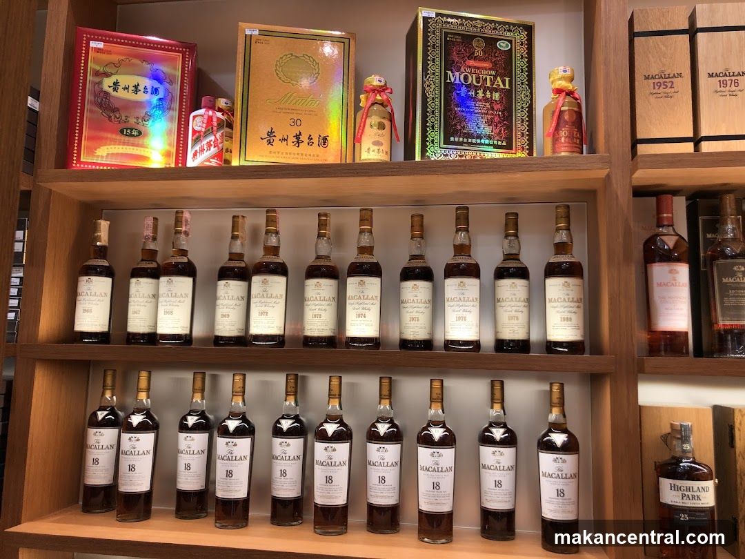 Whiskey and Liquor Bottles on Shelves