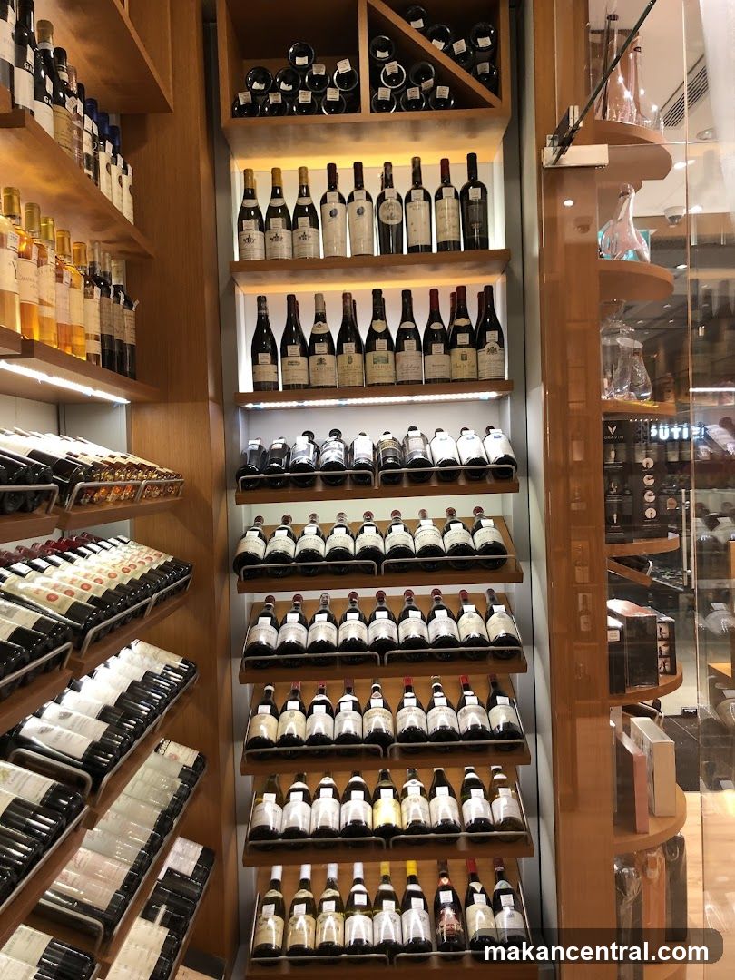 Wine bottles on display