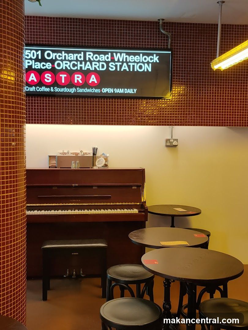 Cafe Interior with Piano and Tables