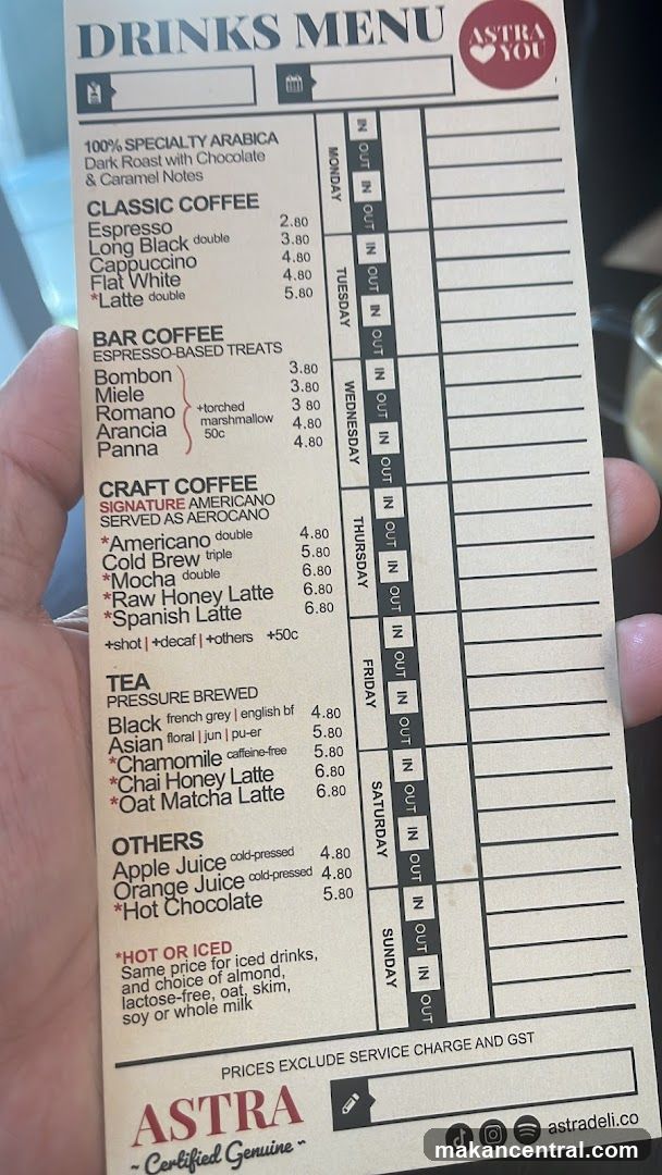 DRINKS MENU