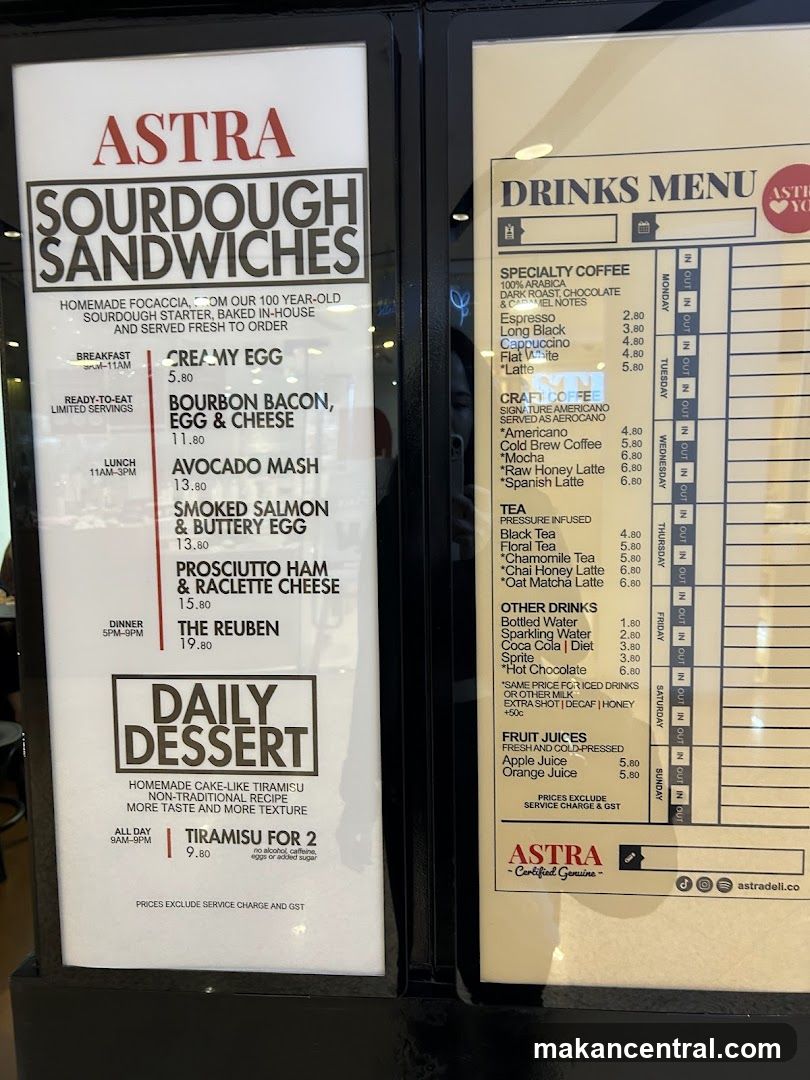 ASTRA SOURDOUGH SANDWICHES & DRINKS MENU