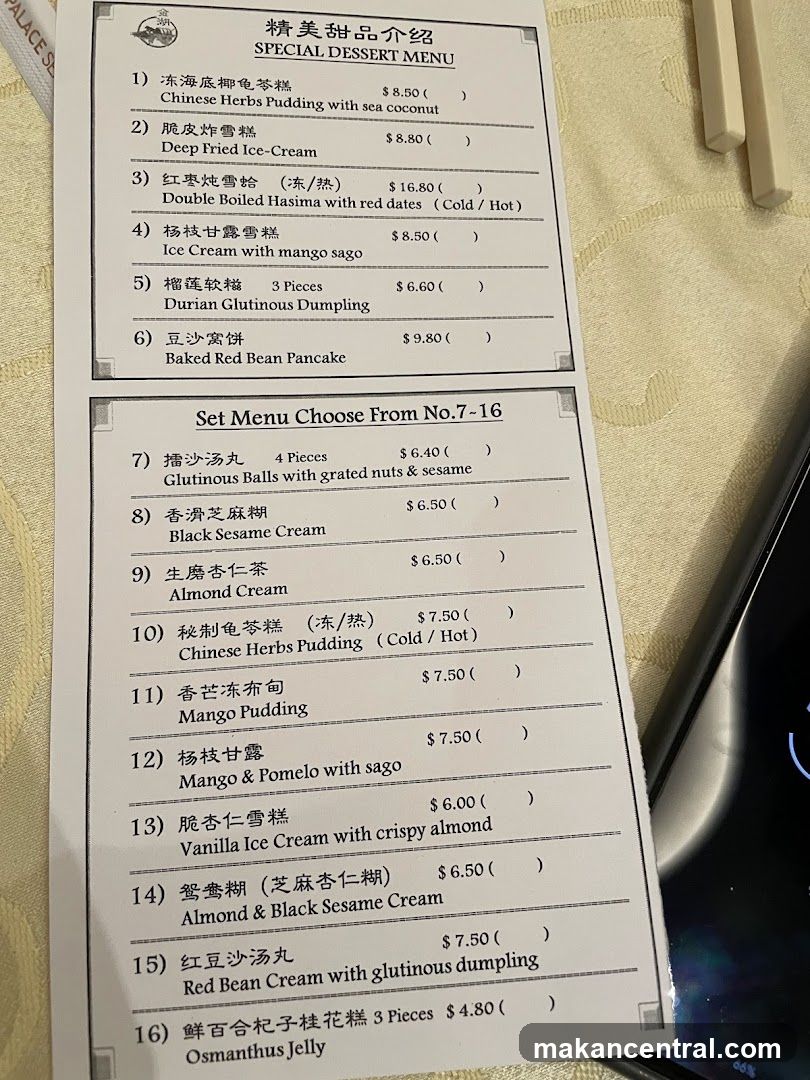 SPECIAL DESSERT MENU