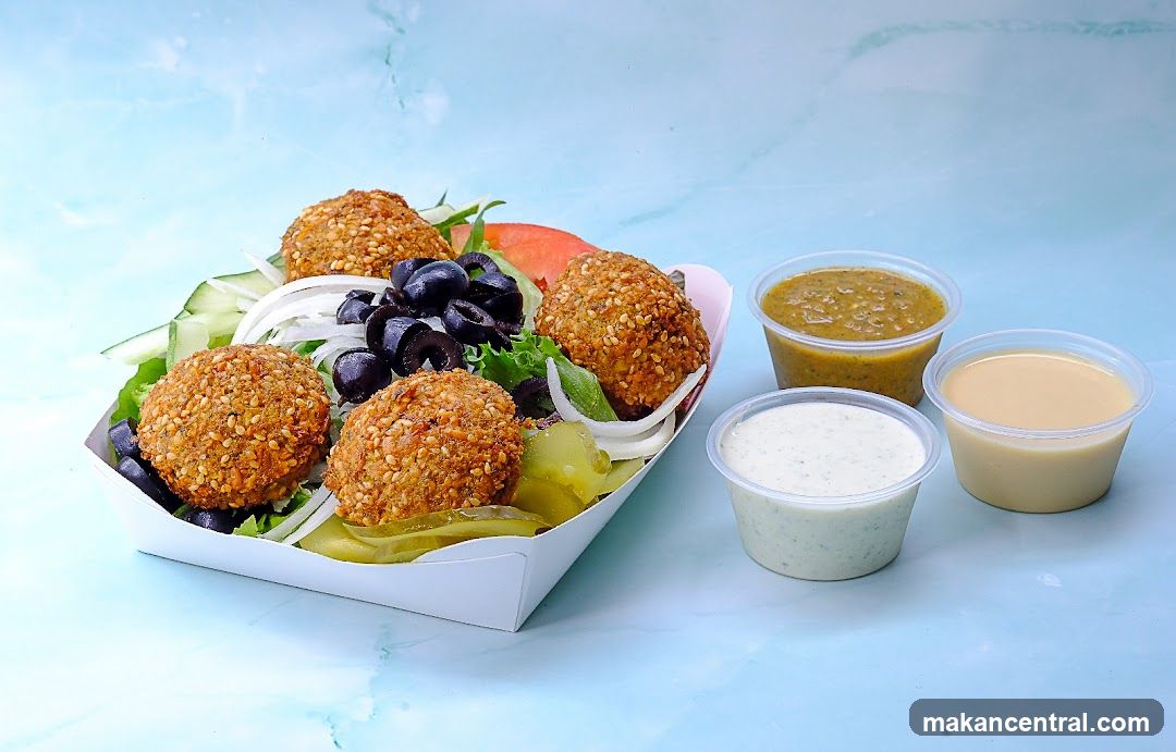 Falafel Salad with Dips