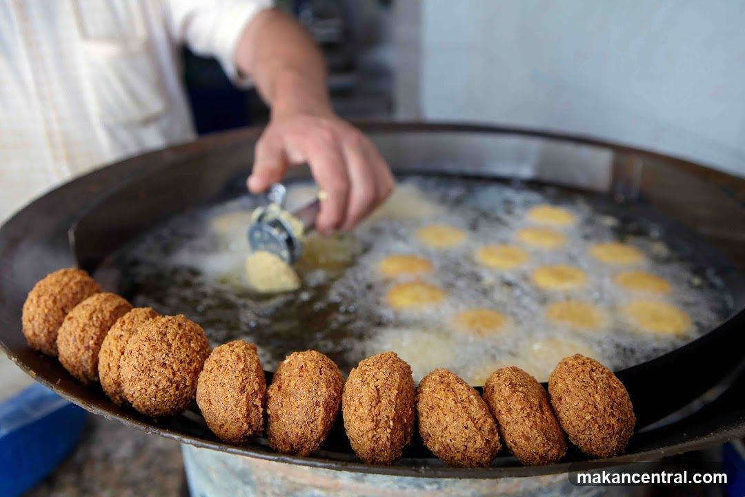 Falafel being fried