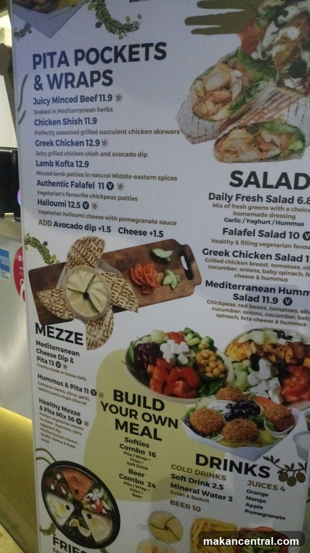 Pita Pockets & Wraps, Salads, Mezze, Build Your Own Meal, Drinks