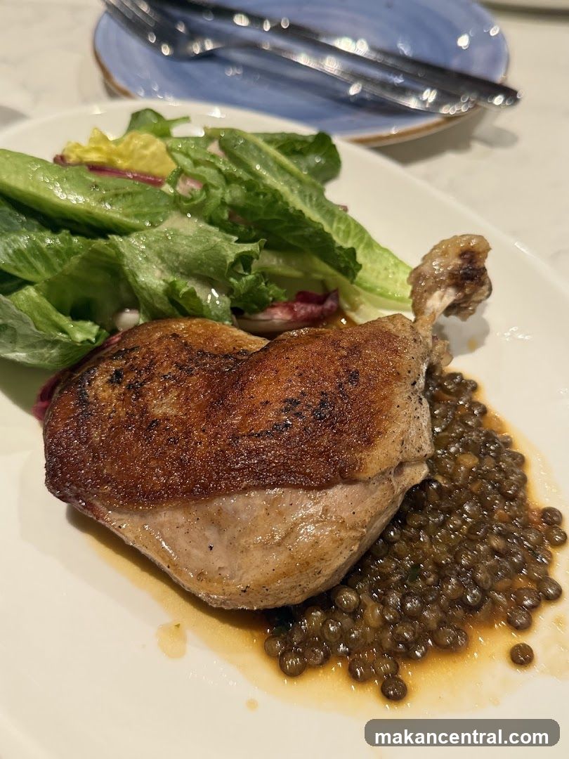 Duck Confit with Lentils and Salad