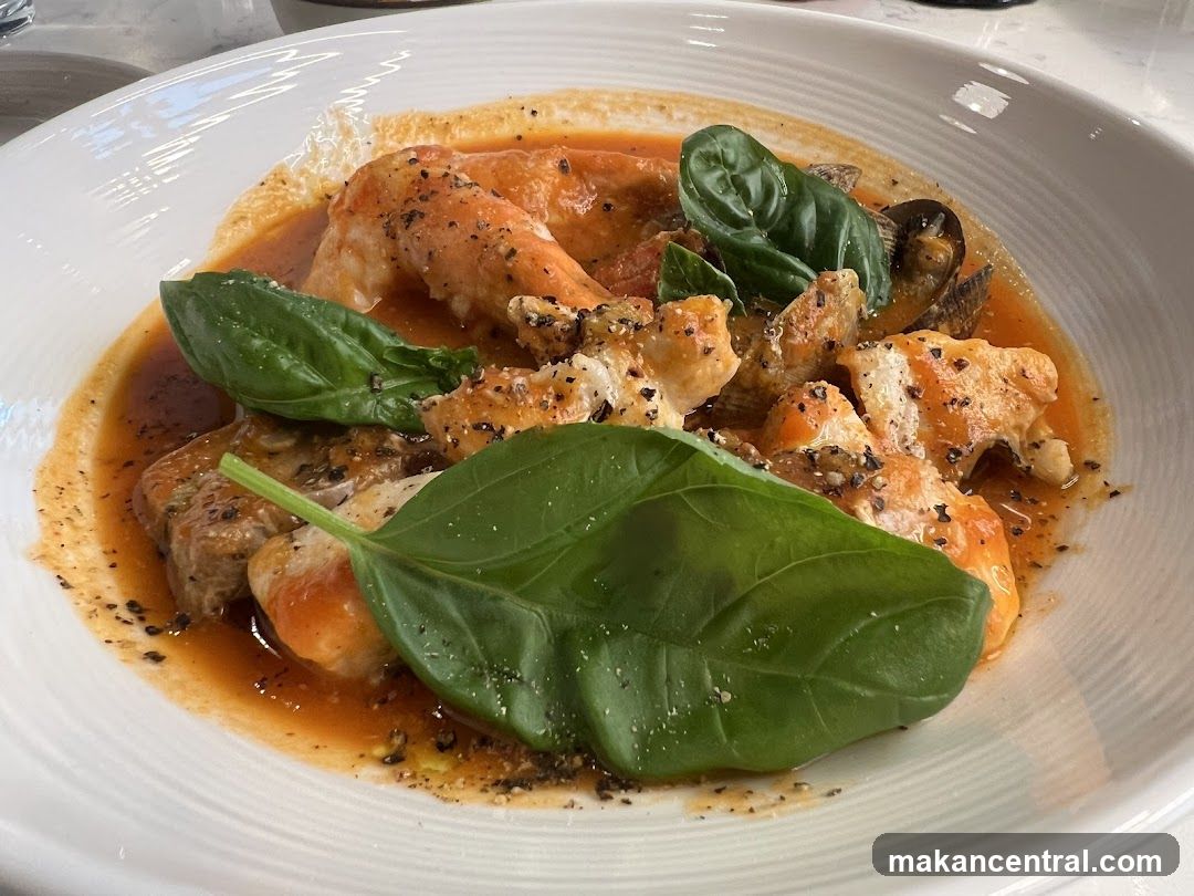 Seafood Dish with Tomato Sauce and Basil