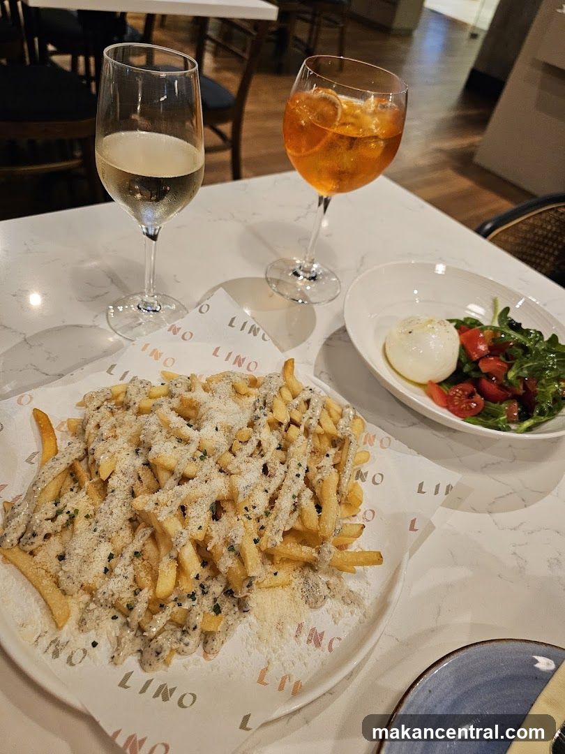 Truffle Fries and Burrata Salad