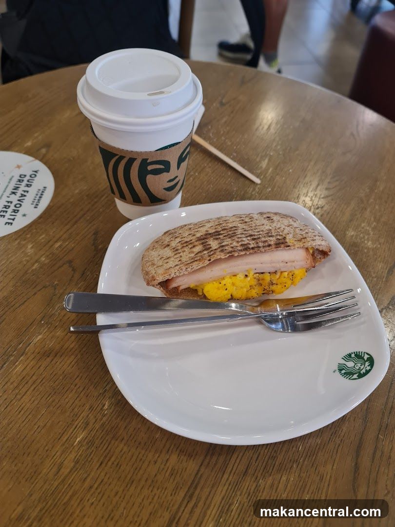 Starbucks Coffee and Breakfast Sandwich