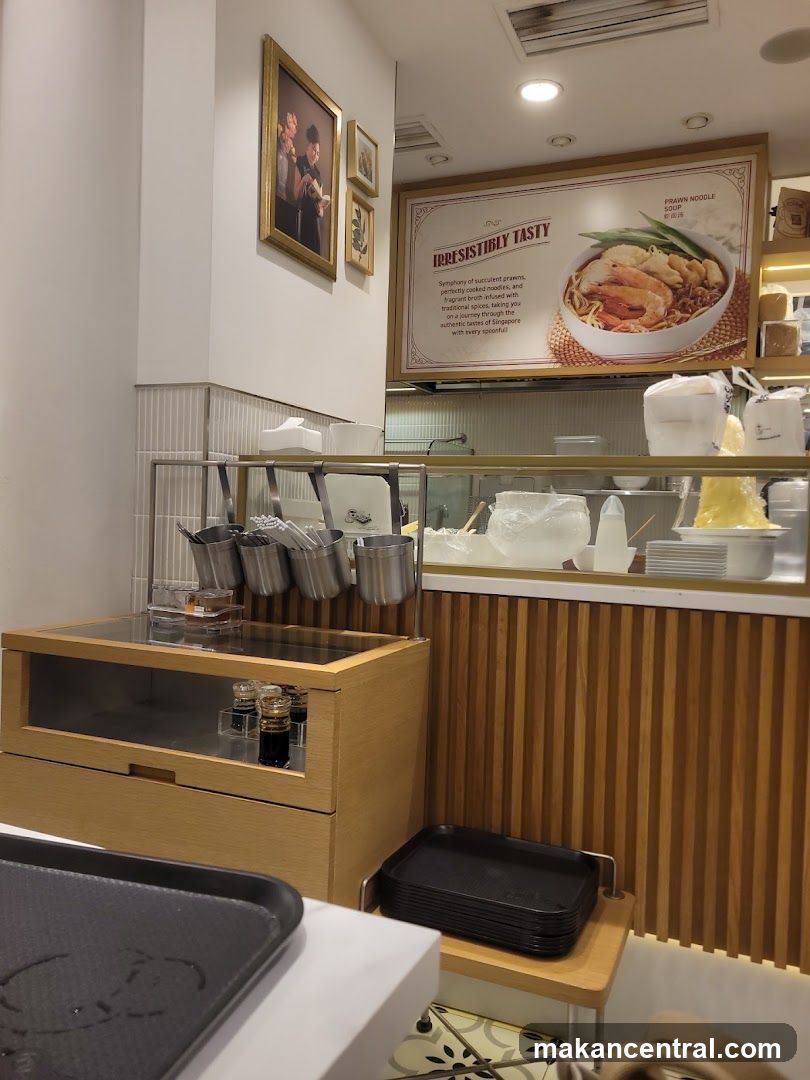 Restaurant Interior with Prawn Noodle Soup Advertisement