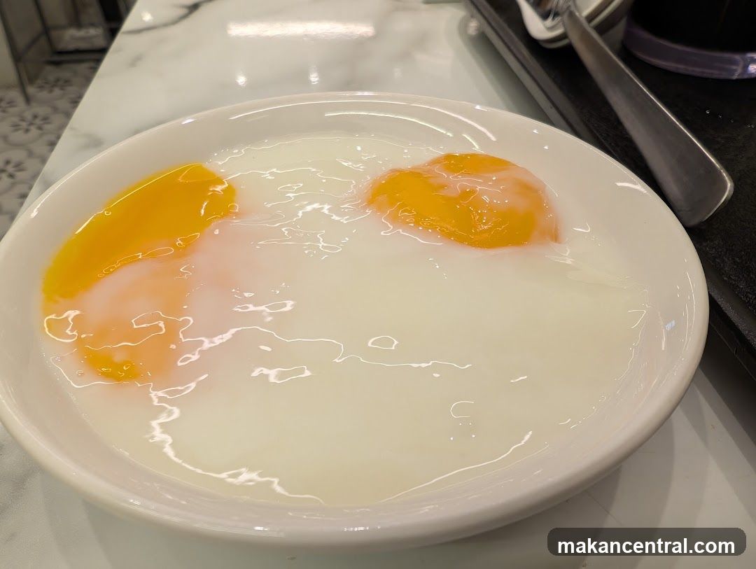Soft-boiled eggs in a bowl