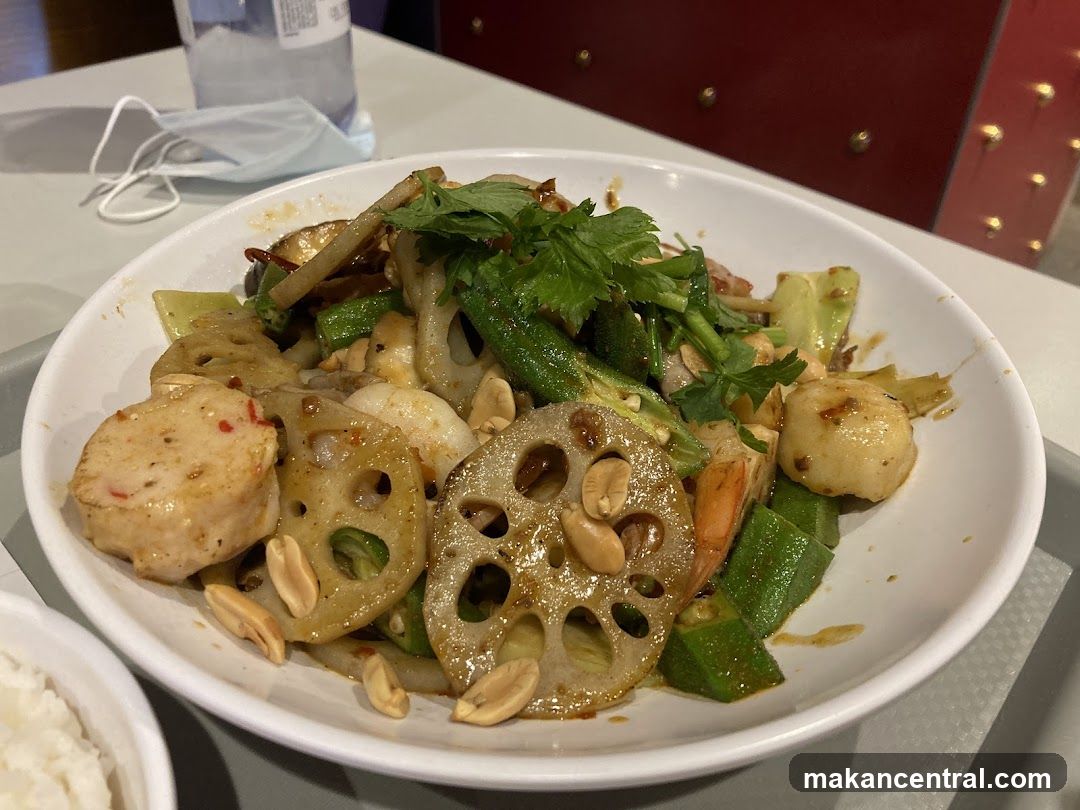 Spicy Stir-Fried Dish with Lotus Root and Okra