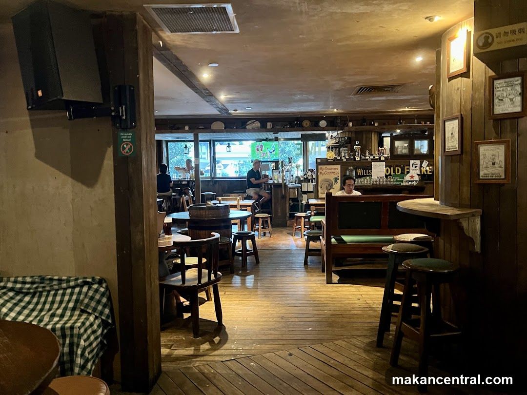 Interior of a dimly lit pub