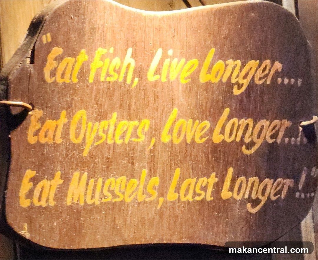 Wooden Sign with Seafood Sayings