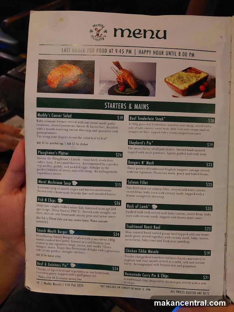 Muddy Murphy's Irish Pub Menu