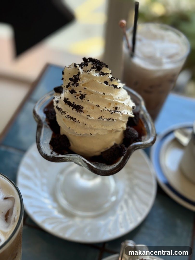 Ice Cream Sundae with Whipped Cream and Crushed Cookies